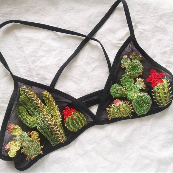 Birds & Beestings Cactus Embroidered Bralette - Picture 2 of 10